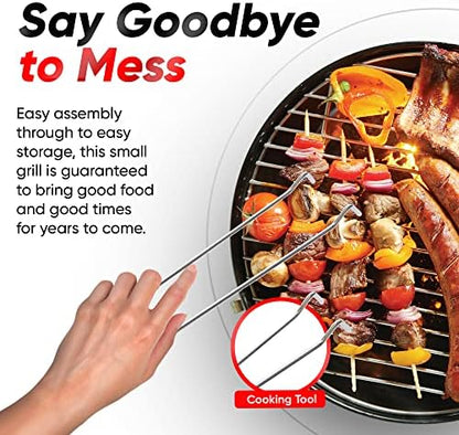 Gas One – 14-inch Portable Barbecue Grill with 3-Point Locking Lid for Heat Preservation – Dual Venting System – Small Charcoal Grill for Backyard, Camping, Boat