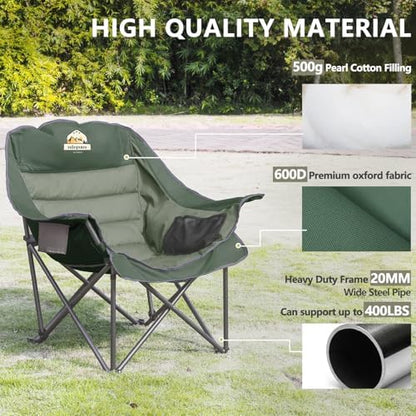 Colegence Oversized Camping Chair for Adults, Padded Lawn Chair 2 Pack