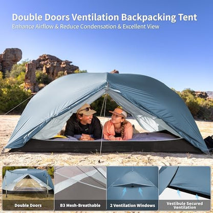 Naturehike Mongar Upgraded 1/2/3 Person Backpacking Tent,Waterproof Lightweight Camping Tent with Footprint