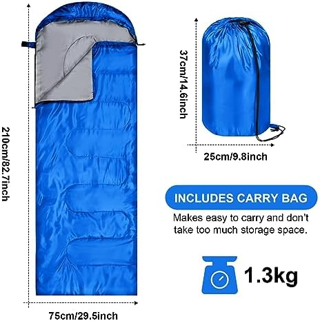 Tudomro 2 Pcs Camping Sleeping Bag for Adults Lightweight Packable Waterproof Camping Gear Equipment to Keep Warm for Outdoor Backpacking Hiking Travel