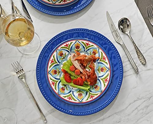 Retro Style Melamine Dinnerware Sets, 12Pcs Durable Plates and Bowls for 4