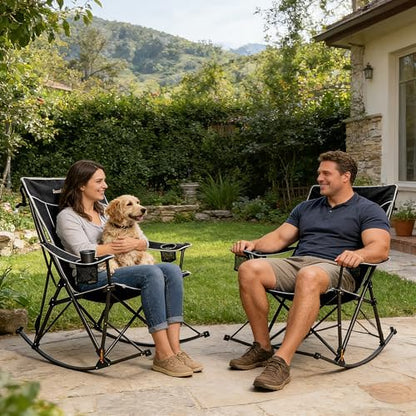 SUNNYFEEL 2 Pack Oversized Folding Rocking Camping Chair 500lbs