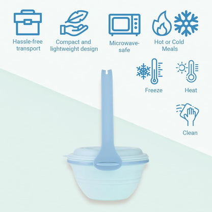 kūpaa Bowl & Carrier Duet – Microwave Safe Silicone Lunch Box For Adults– Collapsible, Leakproof, Food-Grade, Reusable To-Go Container (Glacier)