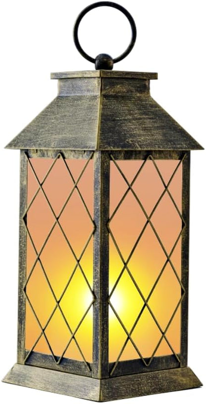 18" Solar Lantern with Flickering Flame Light, Large Outdoor Waterproof Solar Lanterns Hanging Metal Decorative Lantern for Patio Front Porch Garden Yard Outside Tabletop Mothers Day Gifts Grandma