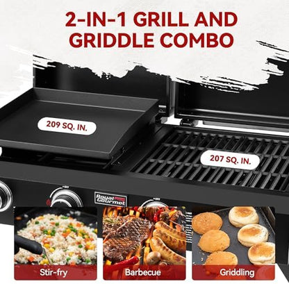 Royal Gourmet 4 Burner Propane Gas Grill and Griddle Combo with Hood