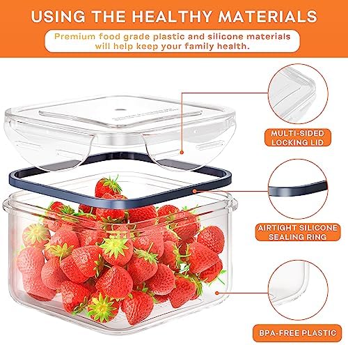 40 PCS Food Storage Containers with Lids Airtight (20 Containers & 20 Lids), Plastic Storage Meal Prep Container-Stackable 100% Leakproof & Microwave Organization and Storage Sets, Lunch Containers