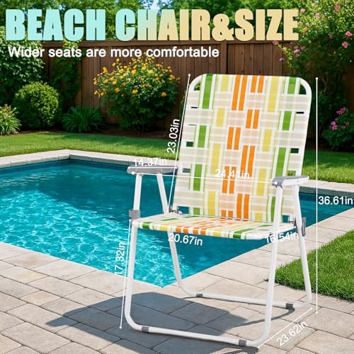 Outvita Webbed Lawn Chairs Set of 2, Easy Open & Lightweight Rainbow