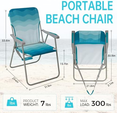 #WEJOY Folding Beach Chairs for Adults, High Back Lightweight for Camp Lawn