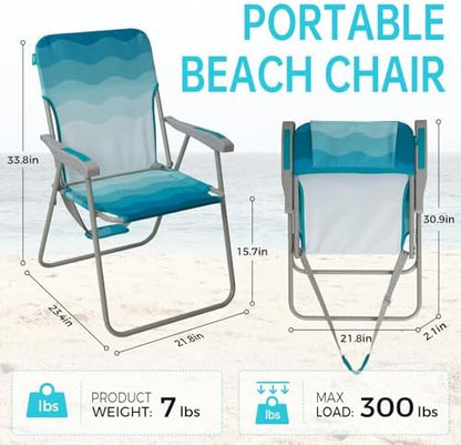 #WEJOY Folding Beach Chairs for Adults, High Back Lightweight for Camp Lawn