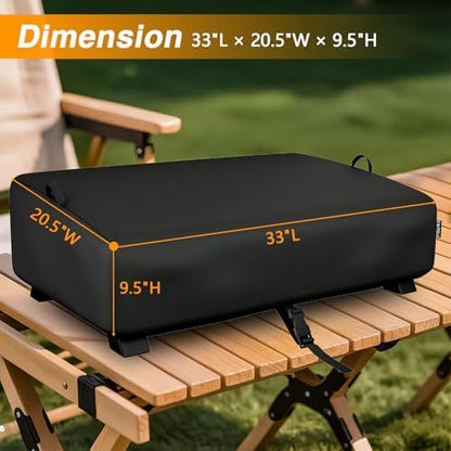 EVRBUL Table Top Grill Cover Compatible with Royal Gourmet PD1305H 3-in-1 Grill Griddle Combo, Waterproof Heavy Duty 600D Portable Griddle Cover 33"L×20.5"W×9.5"H, Windproof Tabletop BBQ Grill Cover