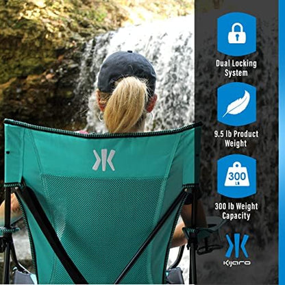Kijaro Dual Lock Portable Camping Chair - Versatile Folding Sports and Outdoor Chair for Lawn - Locks Position - Ionian Turquoise