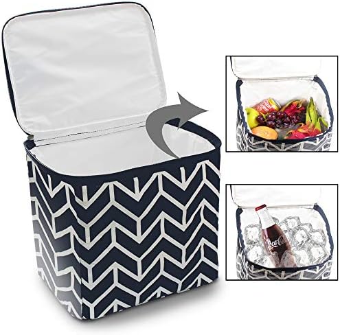 Trunk Organizer for car, Foldable Car Storage Bag Portable Insulation Cooler Bag Collapsible Vehicle Organizer Divider Storage Totes with 4 Compartment Cargo Tote for Groceries Caddy SUV, Navy Blue
