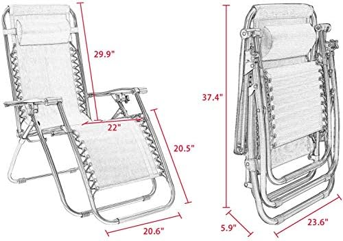Homall Zero Gravity Patio Folding Lawn Chairs Outdoor Gravity Camp Reclining Lounge Chair with Pillows for Poolside Backyard and Beach Set of 2 (Brown)