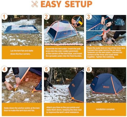 Ultralight Backpacking Tent, Waterproof Camping Tent for Hiking