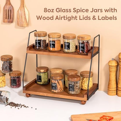 Yangbaga Glass Spice Containers for Kitchen: 12P 8oz Dishwasher Safe Jars