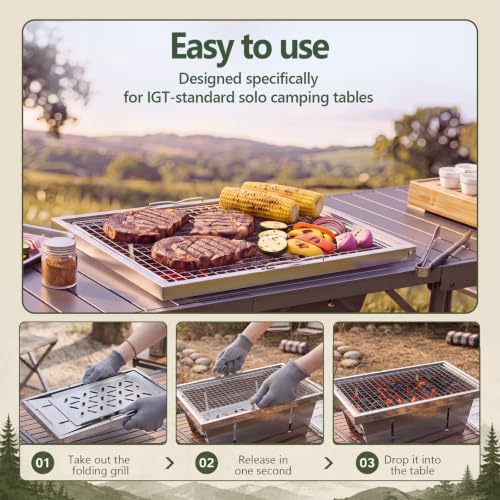 Folding Charcoal Grill Sets Compatible with IGT Table Insert