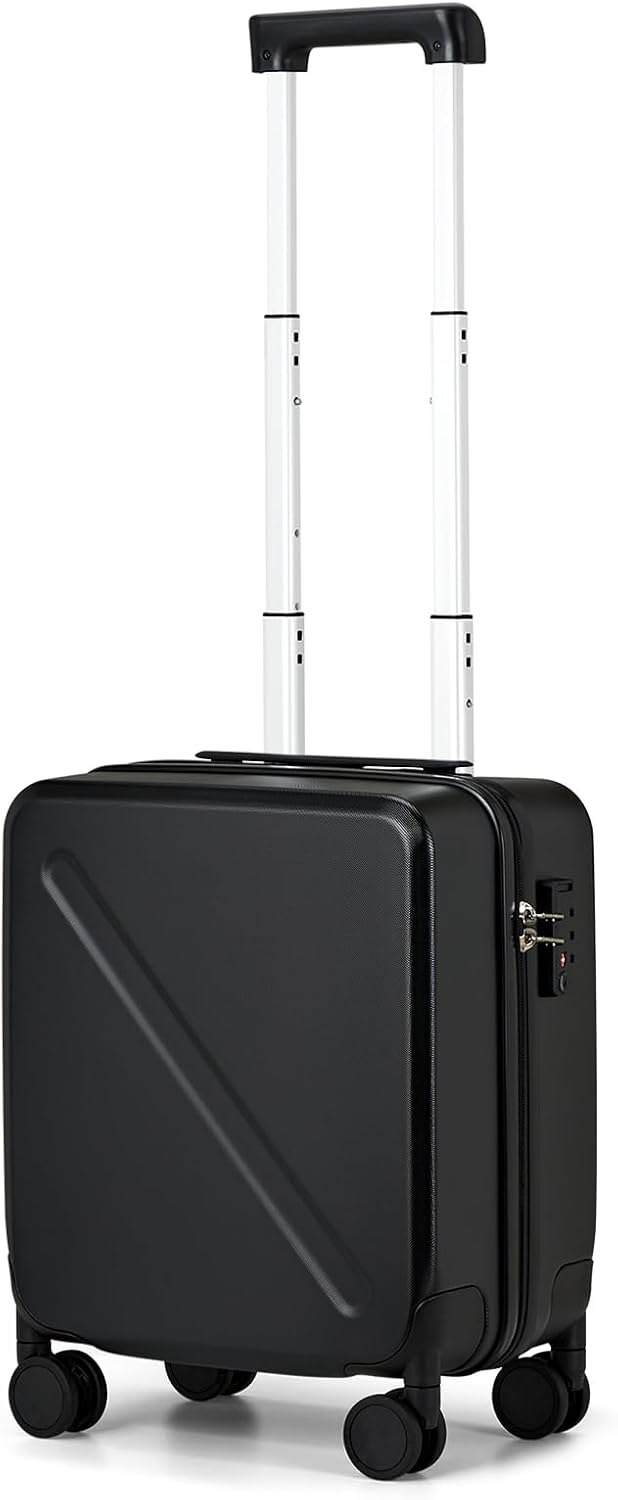 MILADA 16 Inch Underseat Carry On Luggage With Wheels Small Suitcase Underseat Carry On Bag Hard Case Luggage With TSA Approved Luggage Mini Travel Luggage Personal Item, Black