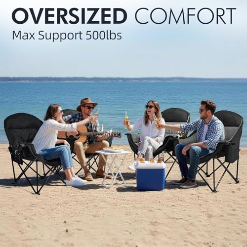 Oversized Camping Chair for Adults 2 Pack - Heavy Duty Outdoor Padded Chair