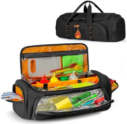 HODRANT Camp Grill Tool Storage Bag, Portable BBQ Utensil Case with Divider