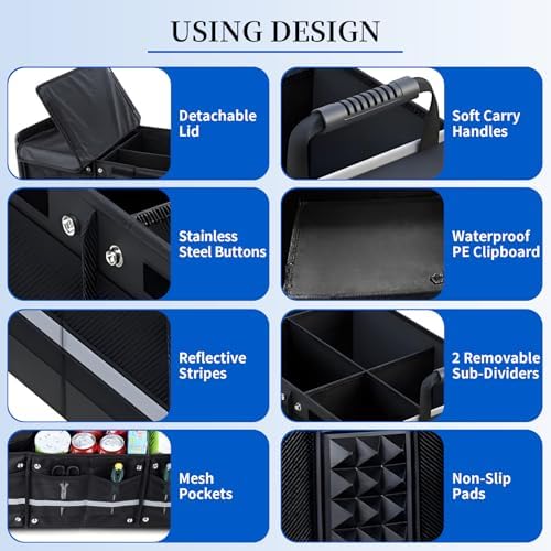 95L Collapsible Car Trunk Organizer, Detachable Insulated Cooler Bag
