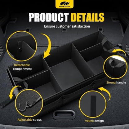 MIKKUPPA Trunk Organizer with Lid - 95L Car Organizer with Cooler, Black