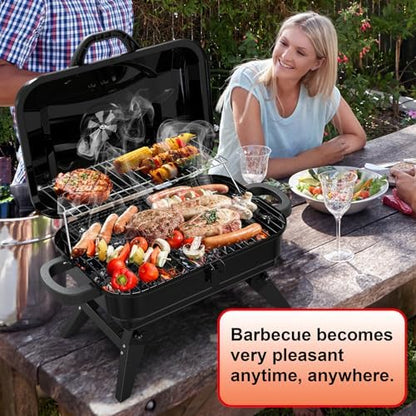 Portable Charcoal Grill, Small Foldable Tabletop BBQ Grill for Camping