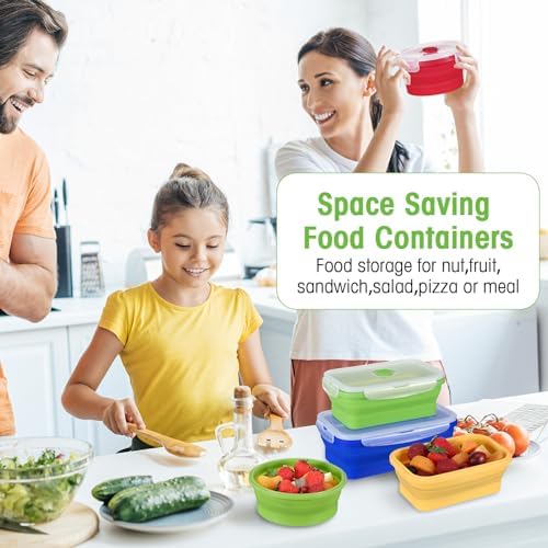 Yaomiao 16 Pack Collapsible Food Storage Container with Lid,Bright Colors