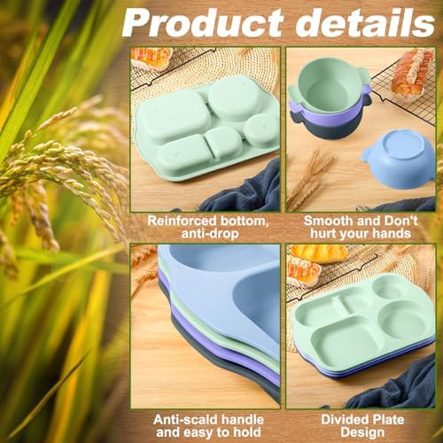 Honoson 24pcs Wheat Straw Dinnerware, Unbreakable, Assorted Color
