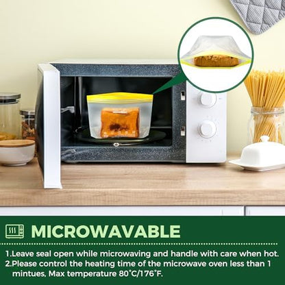 SPLF 24 Pack Reusable Food Storage Bags Dishwasher Microwave Safe