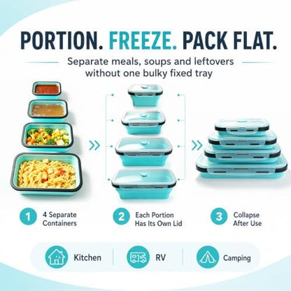 Guyuyii 4 Pack Space-Saving Collapsible Food Storage Containers with Lids
