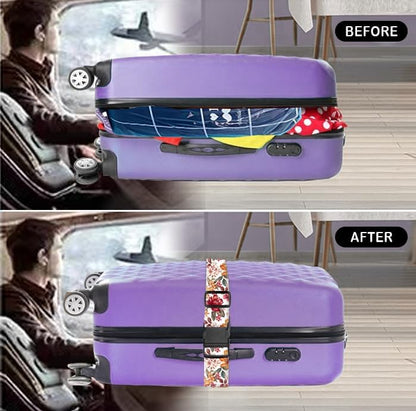 Luggage Straps for Suitcases Travel Belt Accessories, Cute Suitcase Strap, Adjustable Luggage Belt Strap, Heavy Duty with Quick-Release Buckle Luggage Strap Luxury Colorful Flowers