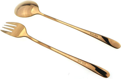 7 Pcs Portable Flatware Set, 304 Stainless Steel Cutlery Set Travel Utensils Set w/Pouch Fork Spoon Chopsticks Straws for Travel Camping Office School, Dishwasher Safe & Eco-Friendly (Rose Gold)