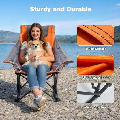 SUNNYFEEL Oversized Folding Rocking Camping Chair 2 Pack, 500lbs Orange