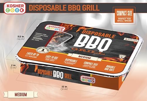 The Kosher Cook Disposable Charcoal Grill - Ready To Use Portable Bbq Grill - Easy To Light Portable Charcoal Grill Kosher - 2 Pack
