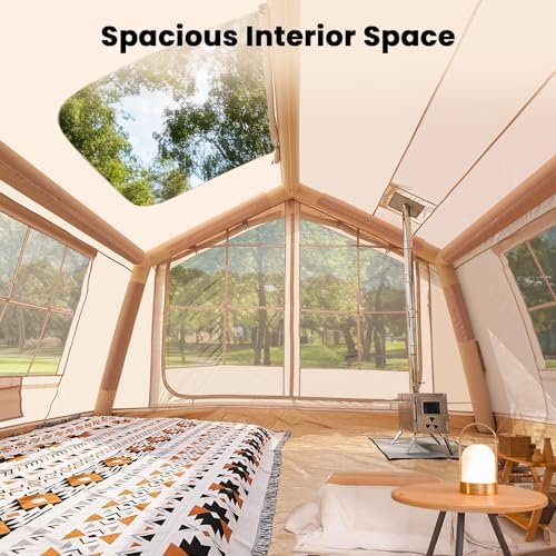 Inflatable Tents for Camping, Large Blow Up Tent with Hand Pump, Easy Setup InflatableTent 4 Season Tent, Waterproof Oxford Air Glamping Tents for Camping Adult 4/6/8/10/12 Person