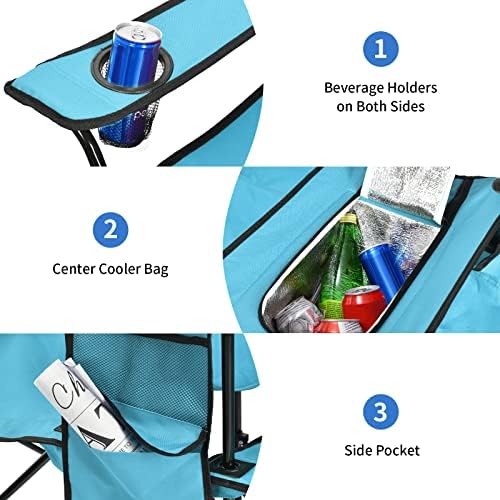 Goplus Double Camping Chairs with Umbrella, Cooler for Beach Patio
