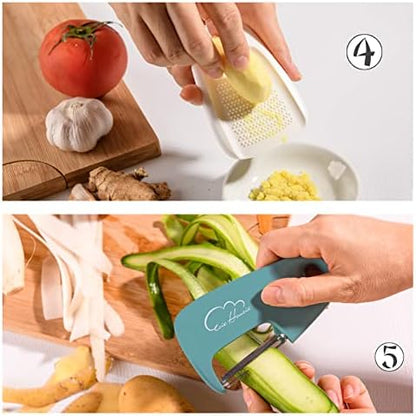 Kitchen Gadgets Set, Stackable for Saving Space, Blue, 5 Pieces