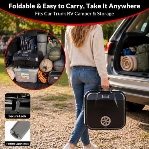 Portable Charcoal Grill, Small Foldable Outdoor Camping Tabletop BBQ Grill