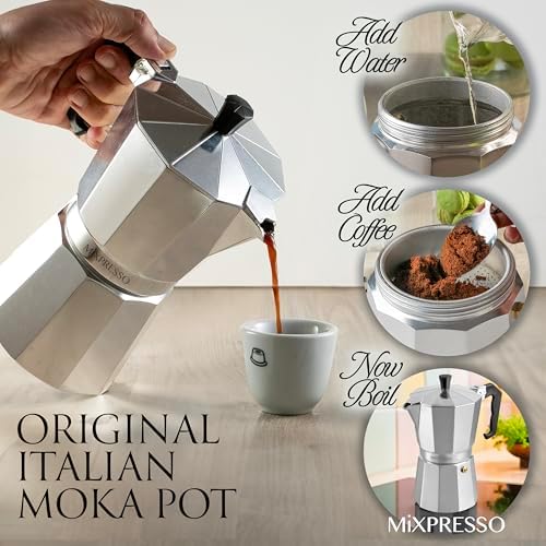 Mixpresso 9 Cup Moka Pot Stovetop Espresso Maker, Italian Cuban Coffee Pot