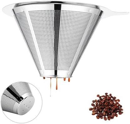 Pour Over Coffee Maker,Coffee Filter,Slow Drip Paperless Stainless Steel Cone Coffee Dripper(1 Cup) Mini