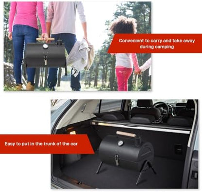 Portable Tabletop Charcoal BBQ Grill with Built-in Thermometer, 13.5in