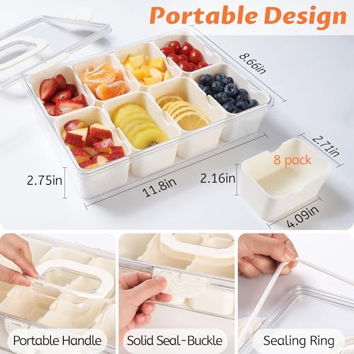 2Pack Snackle Box Containers Dishwasher Safe Divided Serving Tray with Lid