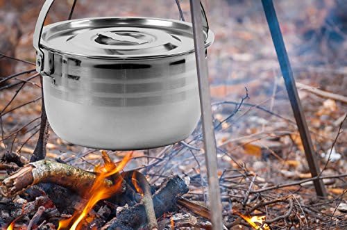 Wealers Camping Cookware Set - Compact Stainless Steel Campfire Cooking Pots and Pans | Combo Kit with Travel Tote Bag | Rugged Outdoor Cook Set for Hiking | Barbecues | Beach