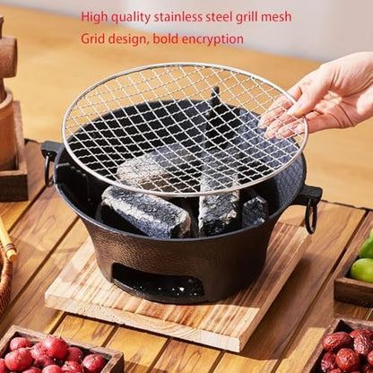 Round Seasoned Cast Iron Charcoal Hibachi Grill