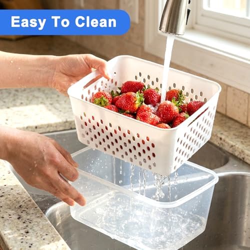 Airtight Fruit Storage 3Pcs – Removable Colander Baskets for Fridge