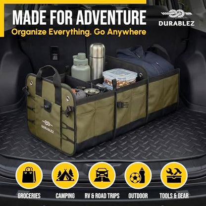 Large Car Trunk Organizer, Modular & Collapsible, Green