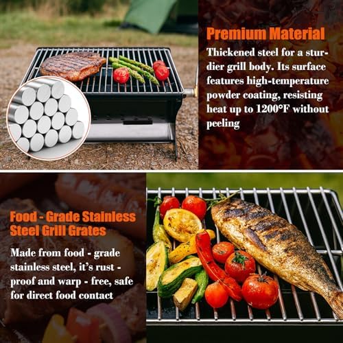 QuliMetal Portable Camping Grill – Foldable Charcoal/Gas Grill