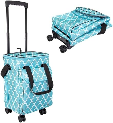 dbest Products Ultra Compact Cooler Smart Cart 360 Insulated Collapsible Rolling Tailgate BBQ Beach, Moroccan Tile