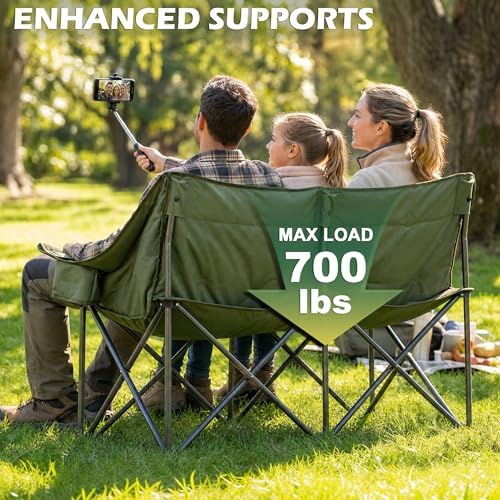 Youtanic 60" Extra Double Camping Chair for Adults, 700lbs Padded Loveseat