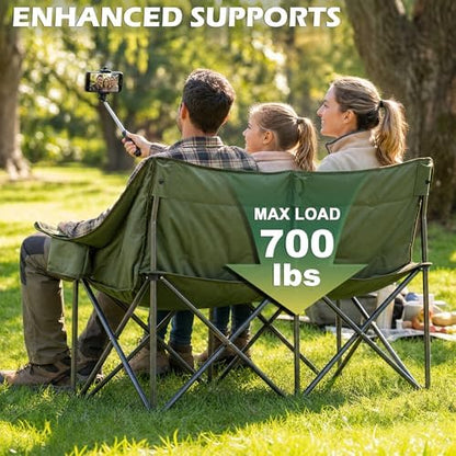 Youtanic 60" Extra Double Camping Chair for Adults, 700lbs Padded Loveseat